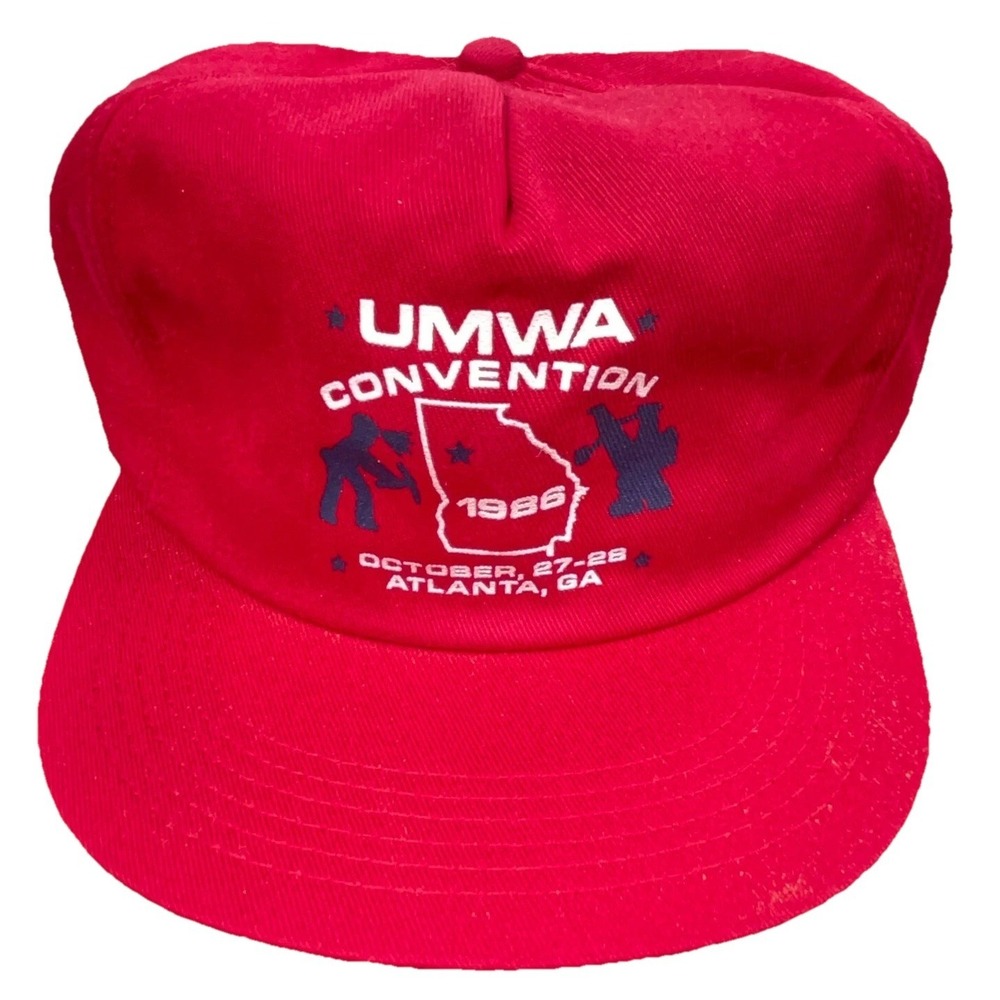 Vintage K Brand Trucker Hat Cap Snapback Red UMWA Coal Mining Georgia‎ 80s USA